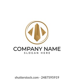 The gold bar logo signify wealth and luxury isolated in gold circle represent the investment and executed in modern luxury elegance and minimalist style