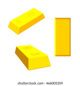 Gold bar set.Isolated on white background. Vector colorful illustration.