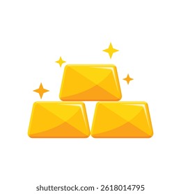 Gold bar stack icon in flat style. Golden ingot vector illustration on isolated background. Financial treasure sign business concept.