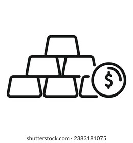 Gold bar stack icon outline vector. Finance stock. Money bank funds