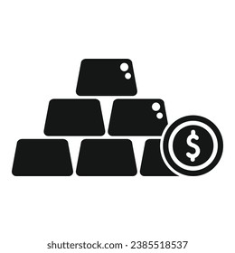 Gold bar stack icon simple vector. Finance stock. Money bank funds