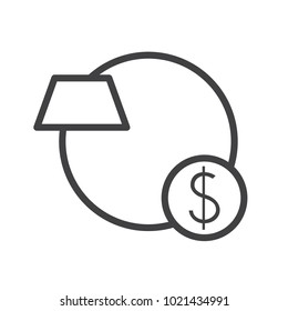 gold bar sync dollar outline icon