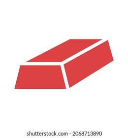 Goldbarren-Vektorsymbol. Rotes Symbol