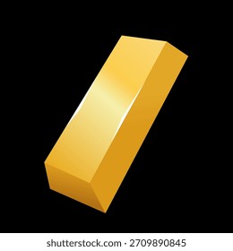 Gold bar vector illustration, gold bar icon, gold clip art, isolated on black background 