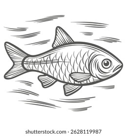 Ilustração da arte da linha do peixe da farpa dourada