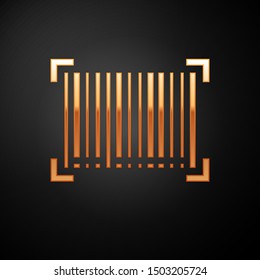 Gold Barcode icon isolated on black background.  Vector Illustration