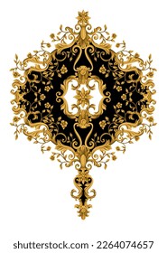 Gold baroque elements isolated. Vector