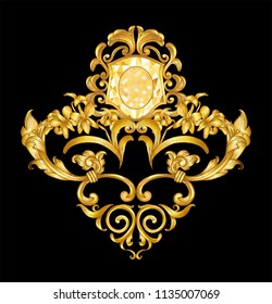 Antique Style Gold Flowers Leaves Decorative Stock Illustration 1423053503