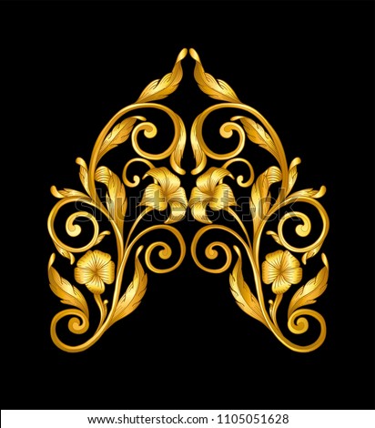 gold baroque frame scroll stock vector royalty free 1105051628