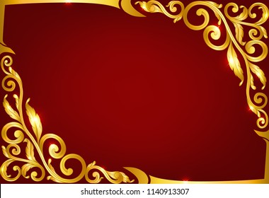 gold baroque frame scroll hand draw 