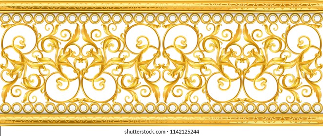 gold baroque frame scroll isolated on black