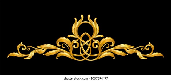gold baroque frame scroll on black