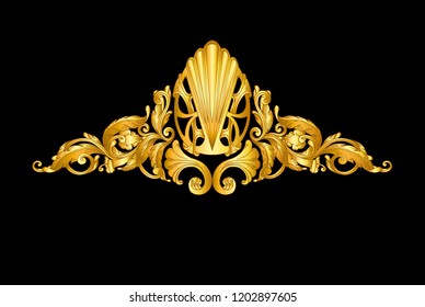 gold baroque frame scroll on black