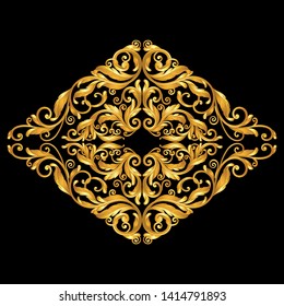 gold baroque frame scroll on black