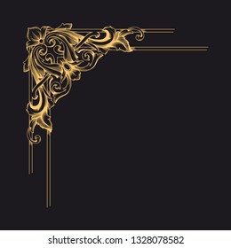 Gold baroque ornament. Retro rococo decoration element with flourishes calligraphic. You can use for wedding decoration of greeting card and laser cutting 