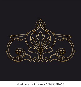 Gold baroque ornament. Retro rococo decoration element with flourishes calligraphic. You can use for wedding decoration of greeting card and laser cutting 