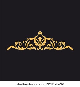 Gold baroque ornament. Retro rococo decoration element with flourishes calligraphic. You can use for wedding decoration of greeting card and laser cutting 
