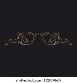 Gold baroque ornament. Retro rococo decoration element with flourishes calligraphic. You can use for wedding decoration of greeting card and laser cutting 