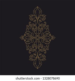 Gold baroque ornament. Retro rococo decoration element with flourishes calligraphic. You can use for wedding decoration of greeting card and laser cutting 