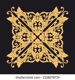 Gold baroque ornament. Retro rococo decoration element with flourishes calligraphic. You can use for wedding decoration of greeting card and laser cutting 