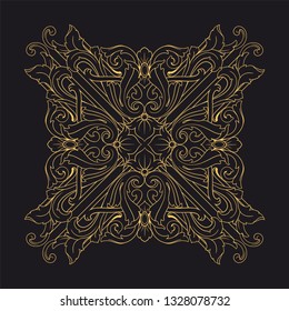 Gold baroque ornament. Retro rococo decoration element with flourishes calligraphic. You can use for wedding decoration of greeting card and laser cutting 