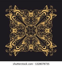 Gold baroque ornament. Retro rococo decoration element with flourishes calligraphic. You can use for wedding decoration of greeting card and laser cutting 