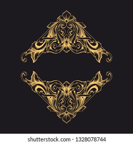 Gold baroque ornament. Retro rococo decoration element with flourishes calligraphic. You can use for wedding decoration of greeting card and laser cutting 