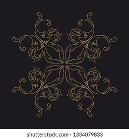 Gold baroque ornament. Retro rococo decoration element with flourishes calligraphic. You can use for wedding decoration of greeting card and laser cutting 