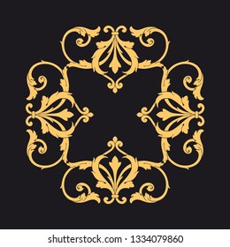 Gold baroque ornament. Retro rococo decoration element with flourishes calligraphic. You can use for wedding decoration of greeting card and laser cutting 