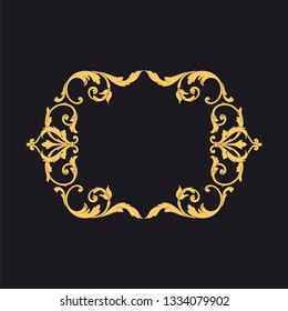 Gold baroque ornament. Retro rococo decoration element with flourishes calligraphic. You can use for wedding decoration of greeting card and laser cutting 