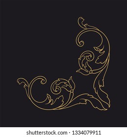 Gold baroque ornament. Retro rococo decoration element with flourishes calligraphic. You can use for wedding decoration of greeting card and laser cutting 