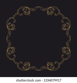 Gold baroque ornament. Retro rococo decoration element with flourishes calligraphic. You can use for wedding decoration of greeting card and laser cutting 