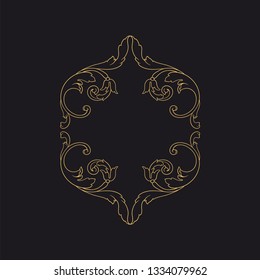 Gold baroque ornament. Retro rococo decoration element with flourishes calligraphic. You can use for wedding decoration of greeting card and laser cutting 