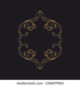 Gold baroque ornament. Retro rococo decoration element with flourishes calligraphic. You can use for wedding decoration of greeting card and laser cutting 