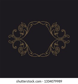 Gold baroque ornament. Retro rococo decoration element with flourishes calligraphic. You can use for wedding decoration of greeting card and laser cutting 