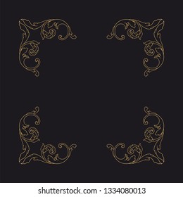 Gold baroque ornament. Retro rococo decoration element with flourishes calligraphic. You can use for wedding decoration of greeting card and laser cutting 