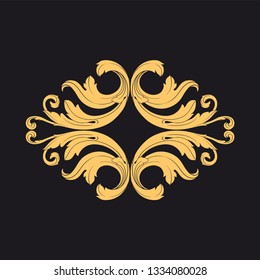 Gold baroque ornament. Retro rococo decoration element with flourishes calligraphic. You can use for wedding decoration of greeting card and laser cutting 