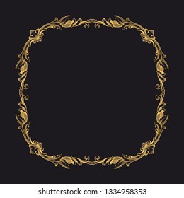 Gold baroque ornament. Retro rococo decoration element with flourishes calligraphic. You can use for wedding decoration of greeting card and laser cutting