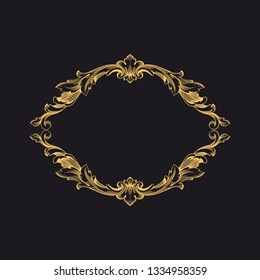 Gold baroque ornament. Retro rococo decoration element with flourishes calligraphic. You can use for wedding decoration of greeting card and laser cutting