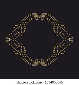 Gold baroque ornament. Retro rococo decoration element with flourishes calligraphic. You can use for wedding decoration of greeting card and laser cutting