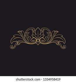Gold baroque ornament. Retro rococo decoration element with flourishes calligraphic. You can use for wedding decoration of greeting card and laser cutting