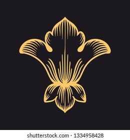 Gold baroque ornament. Retro rococo decoration element with flourishes calligraphic. You can use for wedding decoration of greeting card and laser cutting