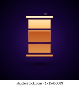 Gold Barrel oil icon isolated on black background.  Vector Illustration