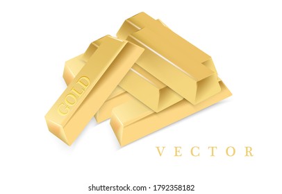 Gold bars are arranged on a white surface.
