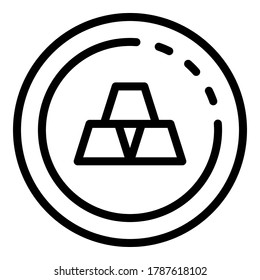 Icono de círculo de barras de oro. Esquema barras doradas círculo icono vector para el diseño web aislado en fondo blanco