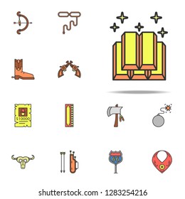 gold bars colored icon. Wild West icons universal set for web and mobile