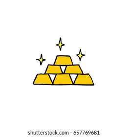 gold bars doodle icon
