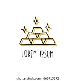 gold bars doodle icon