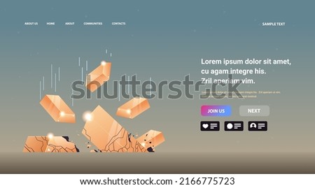 gold bars falling down gold market crisis financial concept copy space horizontal