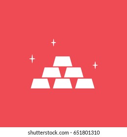 Gold Bars Flat Icon On Red Background
